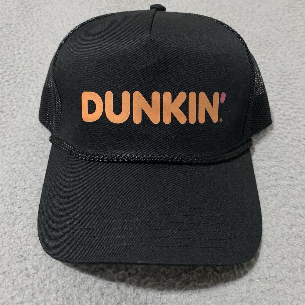 Dunkin Donuts Hat Trucker Mesh Snapback Cap Black Otto Logo Uniform Employee